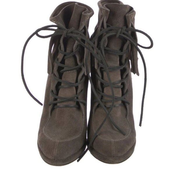 GIUSEPPE ZANOTTI Suede Fringe Lace Up Platform Festival Western Glam Boots 6.5 - Picture 6 of 7